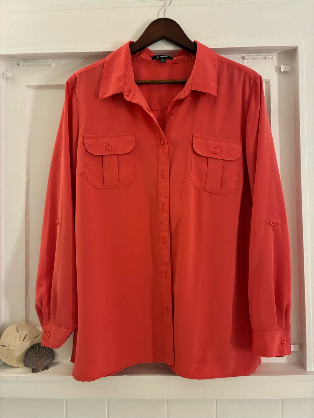 Elementz Coral Blouse -feminine details- slight billowed sleeve -tapered wrist